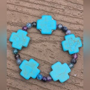 Howlite Turquoise & Galaxy Dragon's Vein Agate Bracelet